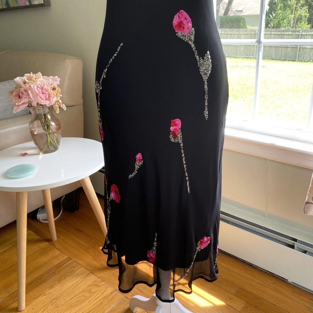 Vintage Betsey Johnson New York Rare 90s Fairy Silk Midi Slip Dress‎ Floral Sz 8 - Picture 4 of 16